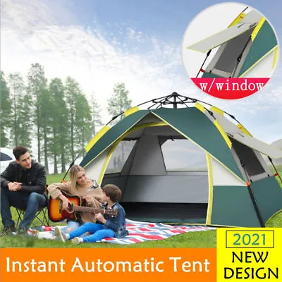 Full Automatic Instant Pop Up Camping Tent Family Outdoor Hiking Shelter 3-4 Man • £33.69