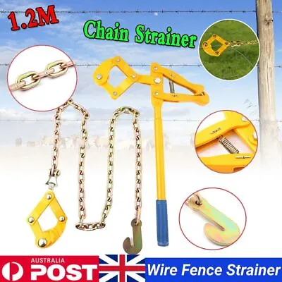 £24.99 • Buy Heavy Duty Farm Fence Strainer Plain Barbed Fencing Repair Wire Tool 1.2M Chain