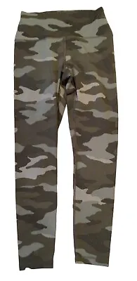 Victoria’s Secret PINK Leggings Pants Medium High Waist Green Camo Army Fatigue • $17.99