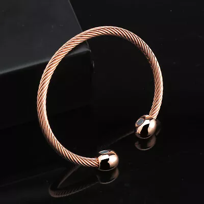 £6.44 • Buy Women Pure Solid Copper Torque Magnetic Bangle Bracelet Heavy Rose Gold Gfits