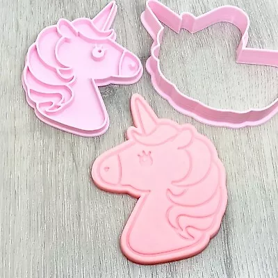 Unicorn Cookie Cutter & Fondant Stamp (style 2) - Birthday Party Favor • $11.95