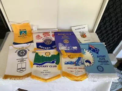 Vintage Rotary Club Banner Flag Mixed Bulk Lot + St Lucia Sydney Olympics 2000 • $29