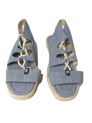 10M Michael Kors McKenna Denim Womens Espadrille Sandals Open Toe • $37