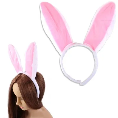 EASTER BUNNY EARS HEADBAND Pink Rabbit Fancy Dress Costume Hen Party Adults UK • £5.72