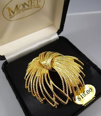 NOS New In Box MONET Gold Tone  Mirador  Brooch Pin • $16.99