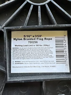 Roll  5/16   X  350' Nylon Braided Flag Pole Rope   (700296)  New • $50