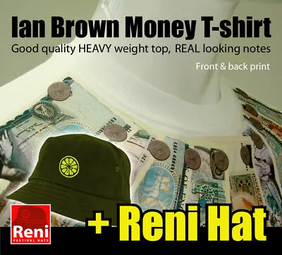 £26.95 • Buy Ian Brown Money T-shirt + RENI HAT Roses 90s Stone ORIGINAL EBAY SELLER!