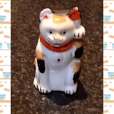 1920s Vintage Japanese Maneki Neko Cat Lucky Porcelain Figurine Statue • $45.34