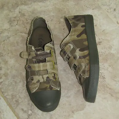 Coolers Brown Green Frayed Canvas Camouflage Touch Fasten Pumps Trainers Uk 11 • £8