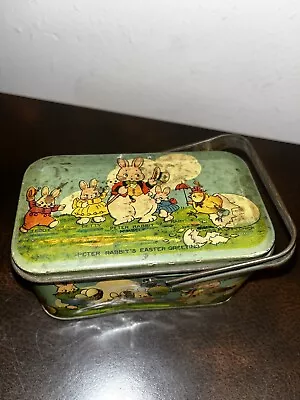 Vintage Peter Rabbit's Easter Greeting Tindeco Tin Can Easter Décor. • $50