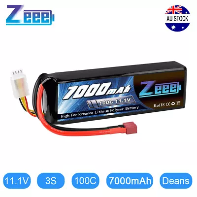 Zeee 7000mAh 3S LiPo Battery 11.1V 100C Deans For RC Car Truck Boat Helicopter • $72.99