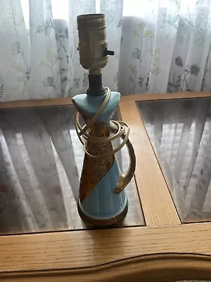 Vintage Deena MCM Atomic 12” Turquoise And Weeping Gold Lamp • $44.99