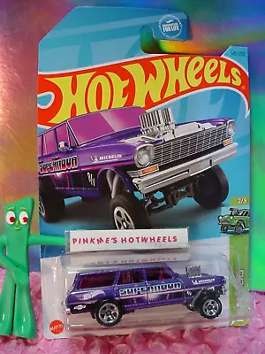 ➽ 2023 Hot Wheels '64 NOVA WAGON GASSER #145 Purple; 5sp;SUPER NOVA🚗 Case H • $4.64