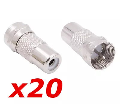 20 Pack RCA Female Jack To F-Type Male Plug Coax Adapter Radio Connector RG59/6 • $16.29