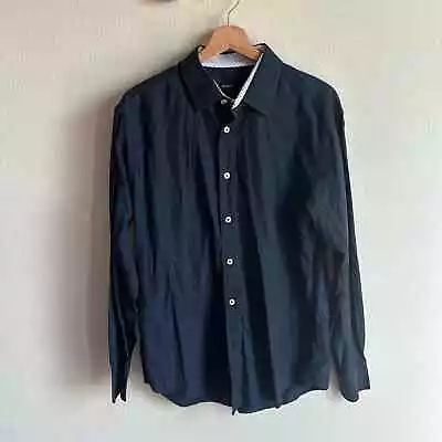 QUIETI Mens Long Sleeve Polka Dot Button Front Shirt Size Large • $22