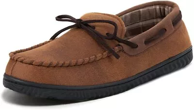 Men's Cozy Moccasin Slippers Memory Foam Close Back Outdoor House Shoes For Gift • $20.39