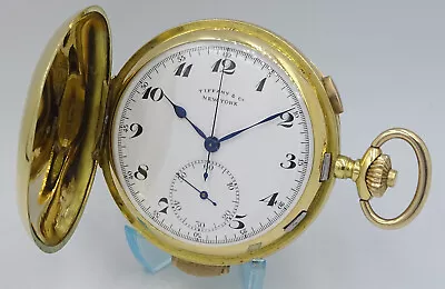 Complicated Solid 18k Gold Hunter Quarter Repeater Chronograph Pocket Watch • $1350