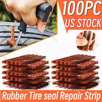 100pcs Rubber Tire Repair Plugs Tubeless Self Vulcanizing Tire Repair Strip Kit  • $8.90