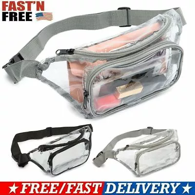 Men Women Transparent Waist Bag Clear Pouch Outdoor Travel Pack Adjustable • $8.27