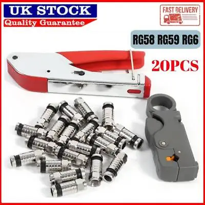 20x F-Type Compression Cable Stripper Coaxial Crimp RG6 RG59 RG58 Connector Tool • £11.27