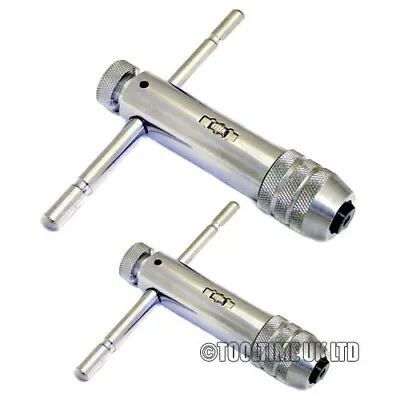 2pc Reversible T Bar Handle Ratchet Tap Wrench M3-m8 & M5-m12 For Tap & Die Set • £11.99