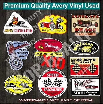 Vintage Hot Rod Decal Sticker Gift Pack X10 Car Toolbox Isky Scta Sun Auto Decal • $20