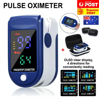 Finger Pulse Oximeter Blood Oxygen Saturation Monitor Heart Rate With Carry Bag • $10.99