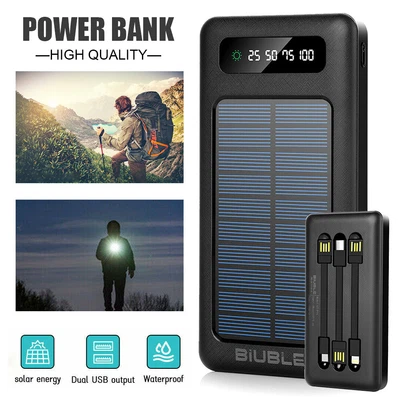 $25.96 • Buy Portable 900000mah Solar Power Bank 2USB Backup Battery Charger For Mobile Phone