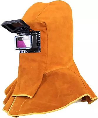 Cowhide Leather Welder Hood Welding Helmet Protective Gear Mask Work Cap With Ne • $49.47