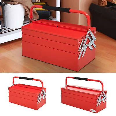 Portable 5-Tray Cantilever Metal Tool Box Steel Tool Chest Cabinet Toolbox • £42.99