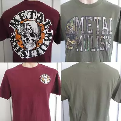 Metal Mulisha Mens LARGE Set Of 2 Shirts Burgandy Green Camo Skull • $29.99