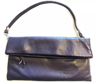 Borse In Pelle Italy Leather Fold Over Snap Envelope Purse Bag Clutch Purple EUC • $36