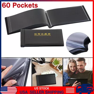 Banknote Album Stock Collection Storage Currency Holder 60 Pocket Coin Money US • $9.49