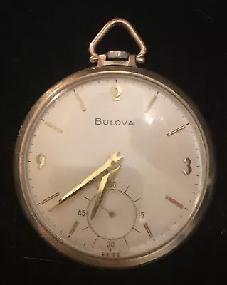 Vintage Bulova Pocket Watch Co. Swiss Mvmt 10k Rolled Gold Plate 17 Jewels READ! • $26