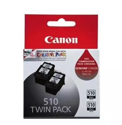 2 Canon Genuine Inks Pack Pg510 Black Mx420 Mx410 Mx350 Mx360 Mp495 Original • $42.44
