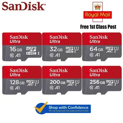 £0.99 • Buy Genuine SanDisk 16GB 32GB 64GB 128GB Micro SD Memory Card Class 10 SDHC SDXC TF 