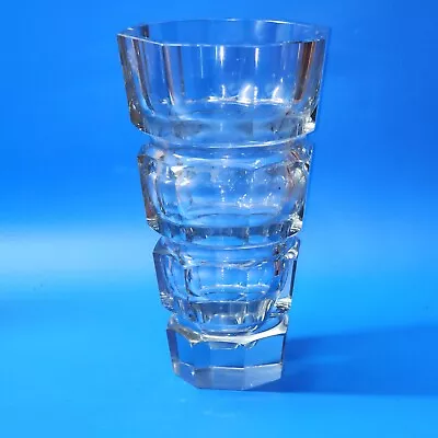 Czech Bohemia 10  Cut Crystal Vase - MOSER Style - Octagon Stack Pattern - 6.5lb • $74.97