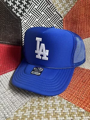 New  La Dodgers Blue Hat  High Crown Trucker Snapback Vintage • $24.95