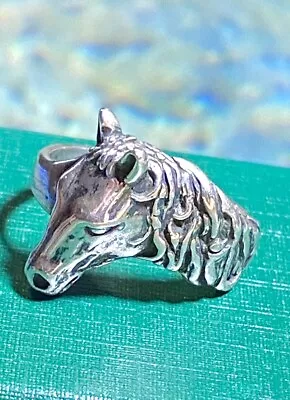 Vintage KABANA Sculpted HORSE Head Sterling Silver 925 Ring Band 7.5 • $53.91