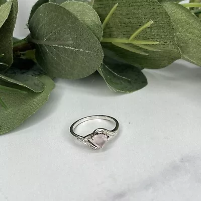 Vintage Avon RJ Graziano Sterling Silver Heart Rose Quartz Ring 8.25 • $19.99