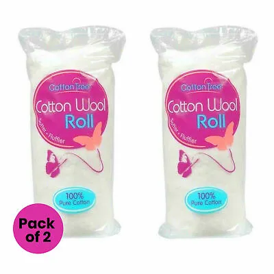 2x COTTON TREE WOOL ROLLS *100% COTTON SOFT NATURAL ABDORBENT BEAUTY SKIN CARE*  • £12.49