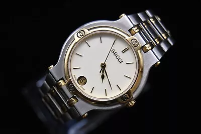 Gucci 9040M Ivory Dial Men's Quartz Watch Vintage From JAPAN 【ALMOST MINT】 W3 • $185