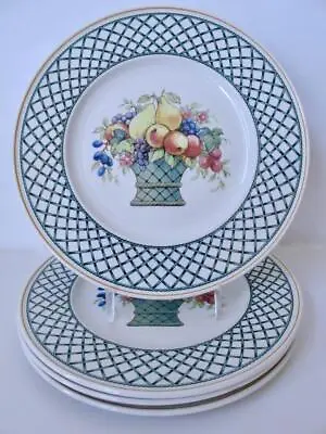 £53.95 • Buy Lot Of 4 Villeroy & Boch Basket With Fruit Dinner Plates Porcelain Germany 10.5 