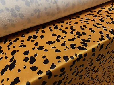 £6.99 • Buy Printed Stretch Sateen Fabric, Per Metre - Dalmatian Print - Honey & Black