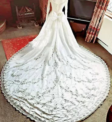 MORILEE Madeline Gardner Wedding Dress Ivory/Cream Heavily Pearl Beaded - 10 • £295