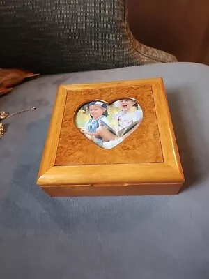Vintage Mele Fashion Jewelry Storage Box With Heart Shape Photo FrameWood... • $8
