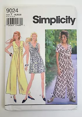 VTG 90s Simplicity Sewing Pattern 9024 Misses Jumpsuit Two Lengths 18-22 UNCUT • $7.99