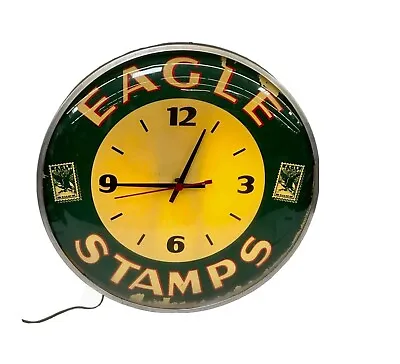 Vintage EAGLE STAMP WALL CLOCK  Mid Century Modern Electric Advertising Running • $899.99