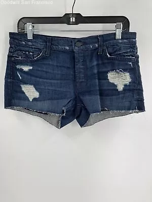 NWT 7 For All Mankind Womens Blue Cotton Blend Denim Cut Off Shorts Size 28 • $14.99