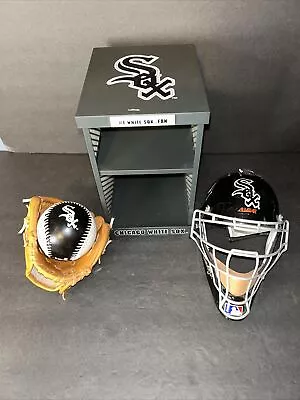 Mini WHITE SOX Replica Catchers All-Star Head Gear Sox Baseball & Glove +Locker • $30